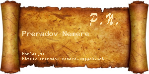 Preradov Nemere névjegykártya
